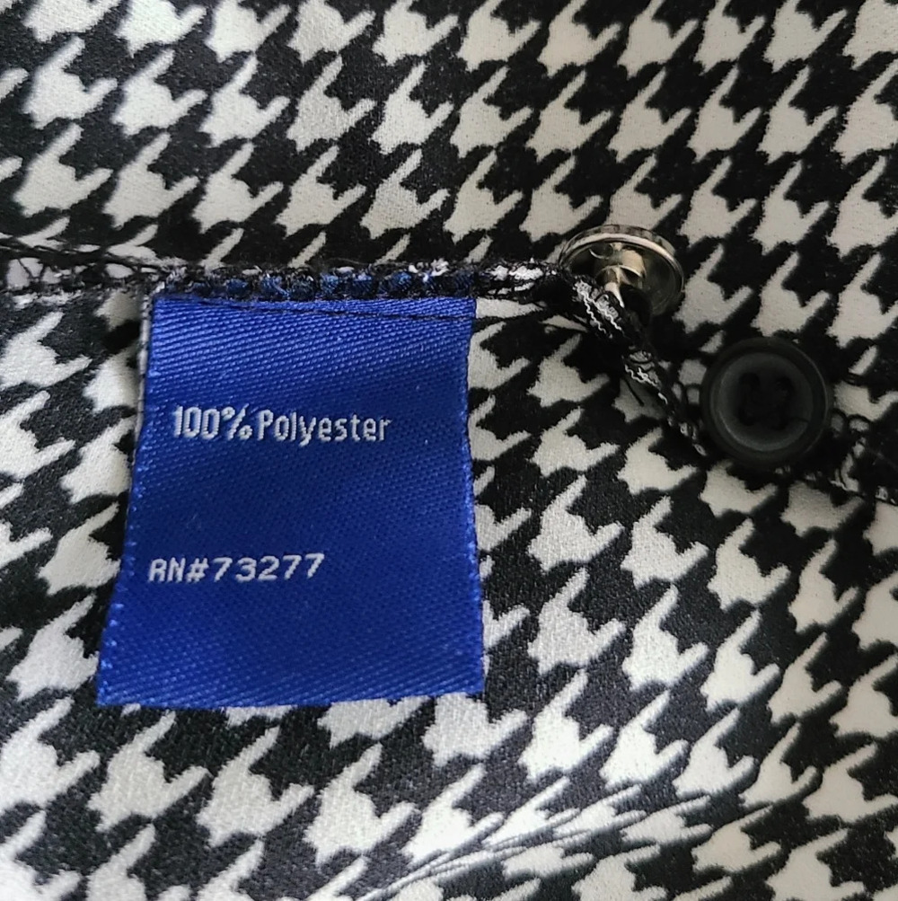 Apt.9 blouse sz.XL Black/White Houndstooth print polyester - Picture 7 of 11